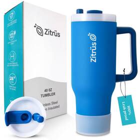 Zitr S Zet40v1 40 Oz Tumbler With Handle And Straw Leak Proof Ounces Blue
