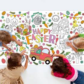 Zizicg Cg241227 Easter Giant Coloring Poster Large Party Tablecloth