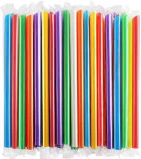 Zmaxqii 313035536520 Individually Wrapped Angled Tips 100 Pcs Disposable Jumbo Smoothie Straws Wid