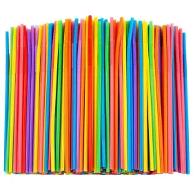 Zmaxqii 751433910038 300 Pcs Colorful Flexible Plastic Straws Bpa-free Disposable Bendy 10.2