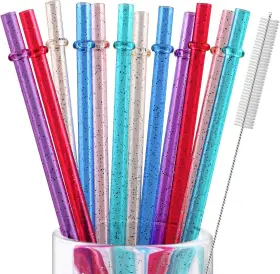 Znq001 Zmaxqii 12 Piece 11 Inches Reusable Plastic Straws For Tall Cups And Tumblers 6 Colors B