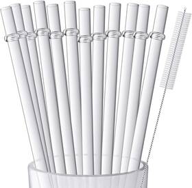 Zmaxqii Znq009tm254 12 Pieces 10 Inches Clear Reusable Plastic Straws For Tall Cups Tumblers And Ma