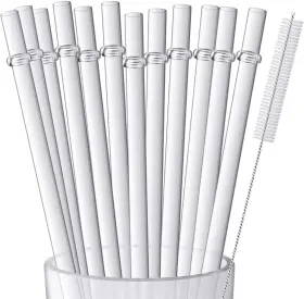 Znq009tm254 Zmaxqii 12 Pieces 10 Inches Clear Reusable Plastic Straws For Tall Cups Tumblers And Ma