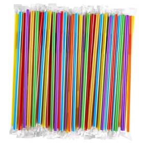 Zmaxqii Znq100csdlbz24 Individually Wrapped 100 Pcs Colorful Flexible Plastic Straws Multicolor