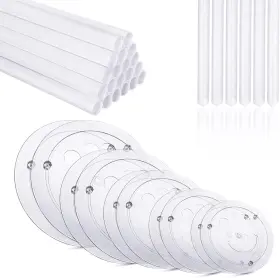 Zoeyes 735626101168 80pcs Cake Tier Stacking Kit 10pcs Clear Separator Plates White
