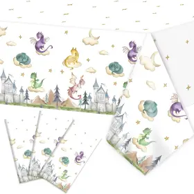 Jc0988 Zoiiwa 3 Pieces Dragon Tablecloths Knight Theme 54 Inch X 108 Colorful
