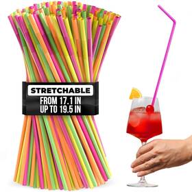 Zoklu 608866780724 200 Pcs Extra Long Straws Disposable 17.1 Inch 19.5 With 0.32 Diameter Flexib