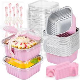 Zoxilen Us-vsi20241119 Mini Cake Pans With Lids 5oz/150ml Loaf 5oz Pink