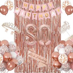 Zppmzqr Wff668 80th Birthday Decorations For Women Happy Banner Cake Topper B