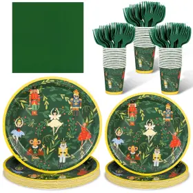 Paper-00 Zubebe 120 Pcs Christmas Nutcracker Fairy Ballet Tableware Set Disposable Nut