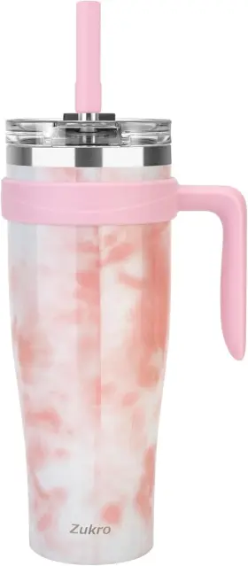 Mt11p-50c7-tiedye Zukro 50 Oz Tumbler With Handle And Straw Large Leak Peach Tie Dye