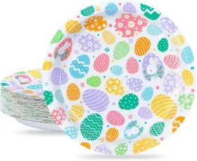 Zvk0029006 Zvk Easter Egg 7 Inch Paper Plates Set Party Dessert White