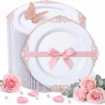 Morejoy 100 Pieces Rose Gold Plastic Plates - Disposable 10.2 New. Price: $77.99.