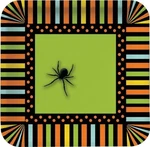 Spooky Spiders Green Orange Stripe Halloween Party 7" Square Dessert Plates New. Price: $9.99.
