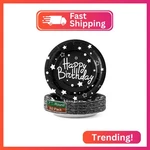 Cenlbj Happy Birthday Party Paper Plates,black Dessert PLATES,7INCH-50PCS,FOIL New. Price: $12.92.