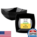 Restaurantware Moderna 64OZ Square Black Plastic Bowls - 10 Disposable Salad New. Price: $56.27.
