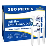 Disposable Silverware 360 Count Heavy Duty Clear Plastic Utensils Forks New. Price: $35.99.