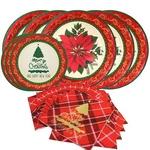 Christmas Party Supplies Poinsettia Flower Disposable Paper Dinner Pla New. Price: $28.35.