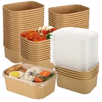 50 Pack 25OZ Disposable Kraft Paper Bowls With Lids, Rectangle Meal Prep Cont... New. Price: $44.79.