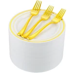 Isfangco 200PCS Gold Dessert Plates With Forks GUESTS-100PCS 7.5" Small New. Price: $74.12.