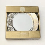 New Set Of 4 Side Plates Ciroa Luxe Metallic Gold Accent Scroll Leaf 7.5". Price: $52.00.