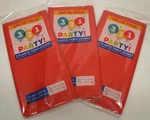 9 Pcs New Sealed 3*2*1 Party! Plastic Tablecovers, 54"X108" Rectangle, Solid Red. Price: $15.00.