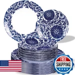 Hioasis 60PCS Plastic Disposable Plates Set - Blue Dandelion & Leaf Pattern New. Price: $77.46.