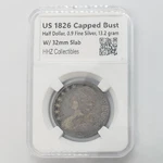 1826 50C Capped Bust Half Dollar Silver Coin W/ 32 Mm Slab Snap Holder Ungraded. Price: $185.00.