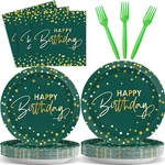 Wiooffen 96PCS Green Gold Party Plates And Napkins - Happy Birthday Dec... New. Price: $26.08.