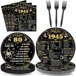 Chunnin 96PCS 80TH Birthday Plates And Napkins Back 1945 Party Decorations Bl New. Price: $25.12.