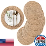 Runtivan 6X Round Woven Placemats Natural Water Hyacinth Rattan 13" Farmhouse New. Price: $46.96.