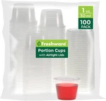 Freshware Plastic Portion Cups With Lids Ounce, 100 Oz - Sets, Clear New. Price: $16.85.