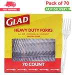 Clear Plastic Forks, Heavy Duty Disposable Cutlery Set, Standard Size, 70 Count New. Price: $10.45.