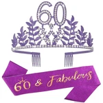 Cieher 60TH Birthday Sash And Tiara Set - Purple Decorations, Women's New. Price: $19.80.
