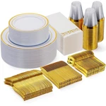 Goodluck 350 Piece Gold Dinnerware Set For Guests, Plastic Plates Disposab... New. Price: $71.43.
