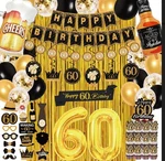70PC-60TH Birthday Decoration Kit For Women, Black Gold Happy Bday New. Price: $25.00.