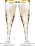 50 Pack Gold Rimmed Plastic Champagne Flutes Oz Clear Toasting Glasses New. Price: $37.97.