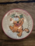 Vintage Garfield Christmas Paper Plates 7.25" New Happy Holly Days. Price: $7.80.