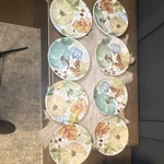 Robert Stanley Ceramic Pumpkin & Leaf Dinner Plates Set Of 8, Microwave Safe New. Price: $60.00.