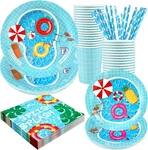 Pool Party Supplies Decorations, Disposable Summer Kids Birthday Paper Plates An New. Price: $27.99.