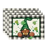 Buffalo Plaid Gnome Shamrock St. Patrick's Day Placemats Set Of 4, 12X18 Inch New. Price: $10.99.
