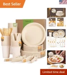 Pcs Compostable Paper Plates Set Eco-friendly Heavy-duty Disposable Pla... New. Price: $64.99.