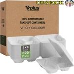 Biodegradable 3 Compartment Food Containers Heavy Duty Takeout Boxes Compostable New. Price: $43.30.