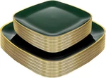 Bucla 50PCS Green And Gold Plastic Plates - Square Disposable New. Price: $62.05.