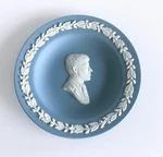 Wedgwood Jasperware Pale Blue And White Round Plate President Kennedy Cameo Used. Price: $29.99.
