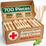 700 Pcs Wooden Cutlery Set - 100% Compostable Silverware (300 Forks, 200 Spoons, New. Price: $58.49.