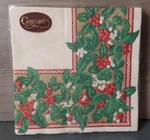 Caspari Vintage Christmas Napkins Holly Leaves Border 20 3 Ply New. Price: $13.00.