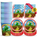 Wizard Of Oz Birthday Party Supplies, Tableware Kit, Serves 16, Plates, Cups New. Price: $30.71.