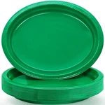 50 Count Green Plates Disposable 12" X 10" - Oval Plastic For Pi... New. Price: $36.97.