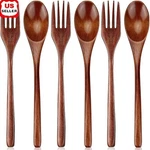 Wooden Cutlery Set Non Stick Utensils Handmade Forks Spoons Perfect Camping New. Price: $19.52.
